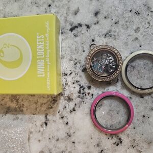 Locket Necklace with Silver and Pink Accents